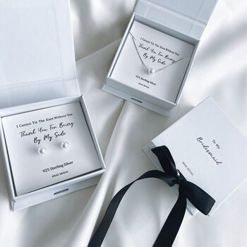 Pearl Sterling Silver Bridesmaid Earrings Gift Personalised Jewellery Boxes, 2 of 3