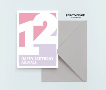 Personalised 12th Birthday Card Pink And Purple, 2 of 4
