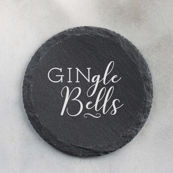 Funny Christmas Gin Slate Coaster, 3 of 5