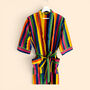 Rainbow Stripe Print 100% Cotton Dressing Gown, thumbnail 7 of 7
