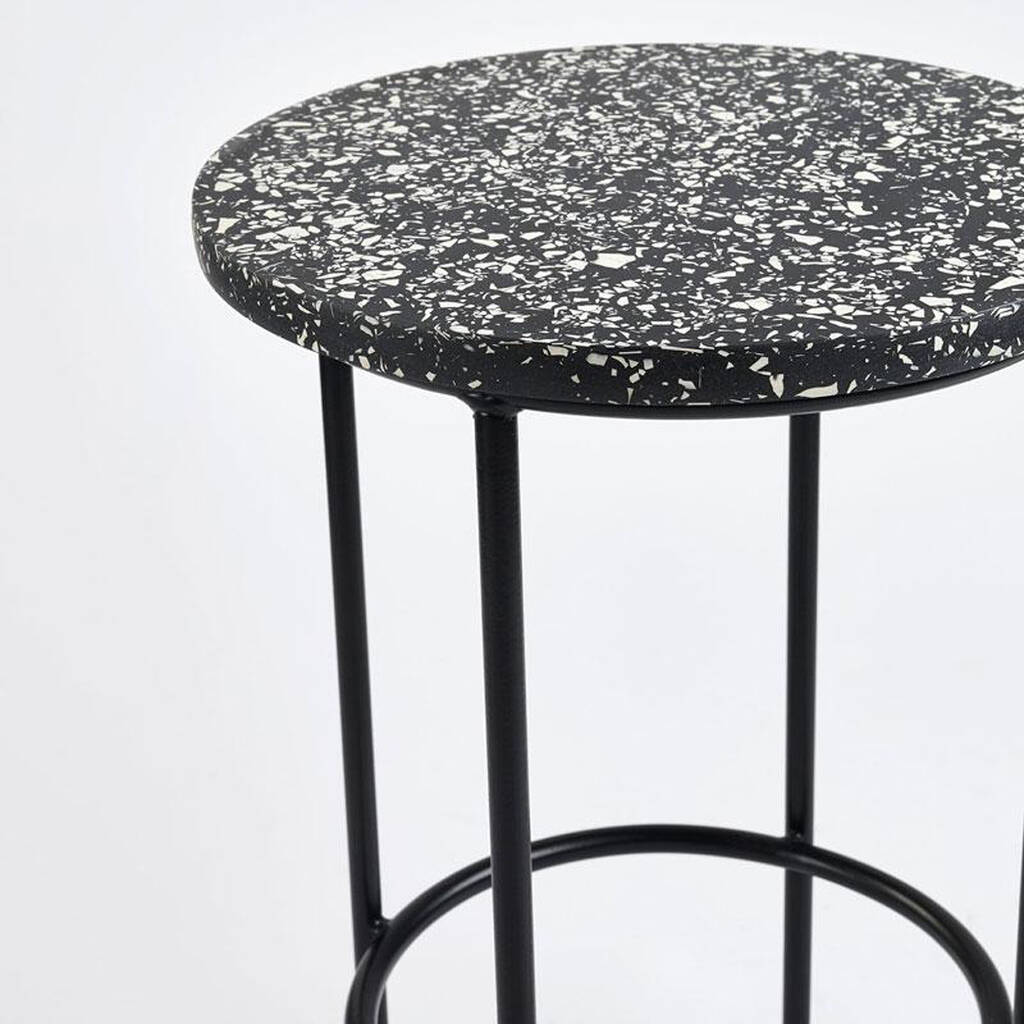 Black Terrazzo Side Table By Lime Lace