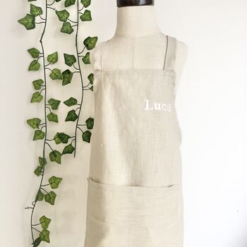 100% Linen Personalised Kids Pinafore Apron, 2 of 8