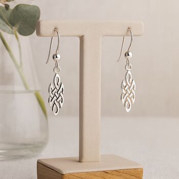 Sterling Silver Celtic Knot Drop Earrings, 4 of 8