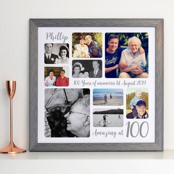 Personalised 100th Birthday Square Photo Collage, 10 of 11