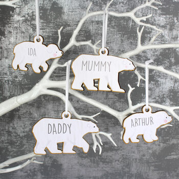 Set Of Four Polar Bear Family Hanging Decorations, 2 of 4