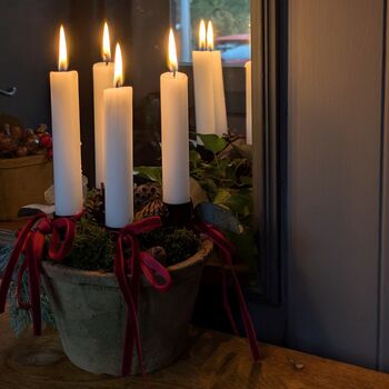 Scandinavian Seasonal Terracotta Pot With Candles | Gift Set, 3 of 5