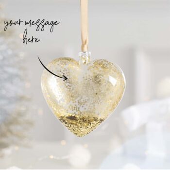 Personalised Gold Glitter Heart Christmas Bauble, 2 of 3