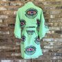 Organic Short Cotton Kimono: Bright Green Eye, thumbnail 2 of 3