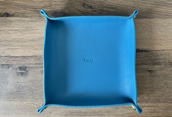 Personalised Sky Blue Leather Accessories Desk Tray, 2 of 10