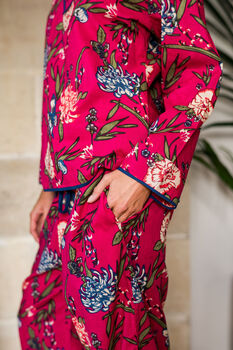 Indian Cotton Fuchsia Print Pyjama Set, 5 of 5