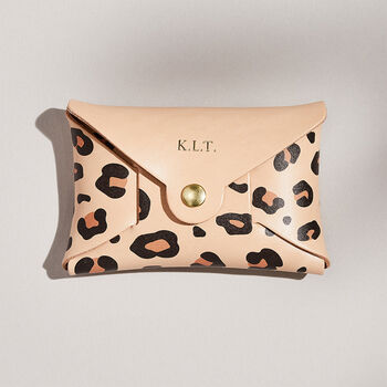 Personalised Leopard Print Leather Coin Purse Natural, 2 of 7