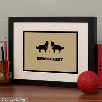 Personalised Border Collie Print For One Or Two Dogs, 8 of 10