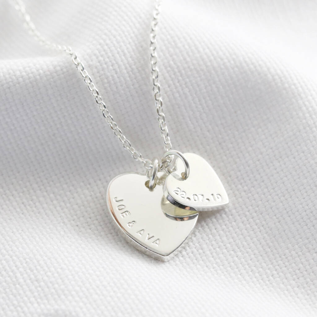 Personalised Sterling Silver Double Heart Necklace By Lisa Angel ...