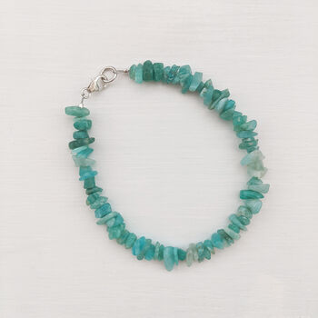 Amazonite Gemstone Chip Beaded Bracelet, 5 of 8