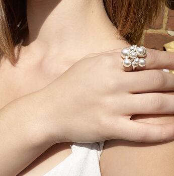 Pearl Cluster Statement Cocktail Ring, 3 of 11