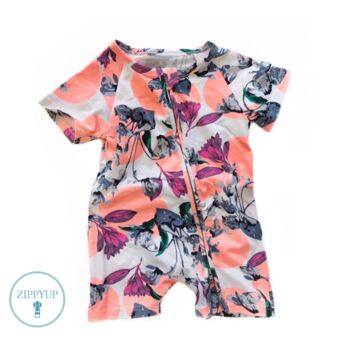Tropical Floral Zip Up Summer Babygrow, 2 of 2