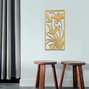 Sleek Framed Wooden Floral Art Contemporary Decor, 6 of 10