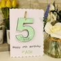 Personalised 5th Birthday Card Wooden Number Gift, thumbnail 2 of 3