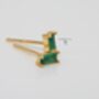 Gold Emerald Cz Stud Earrings, thumbnail 1 of 5