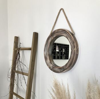 Round Wooden Hanging Mirror, 2 of 4