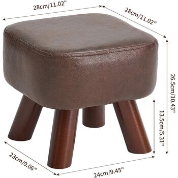 Solid Wood Stool Pouffe Chairs Padded Seat Footrest, 6 of 6