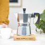 Personalised Stovetop Moka Pot Stand And Free Coffee, thumbnail 2 of 8