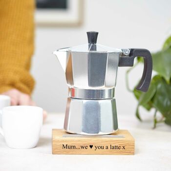 Personalised Stovetop Moka Pot Stand And Free Coffee, 2 of 8