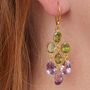 Amethyst Green Peridot Gold Plated Silver Drop Earrings, thumbnail 5 of 11