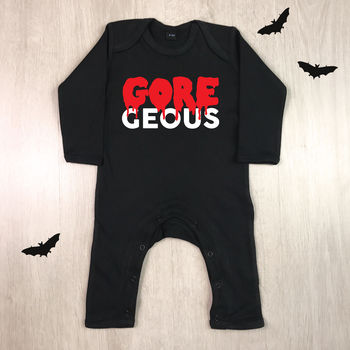 Gore Geous Dripping Text Halloween Babygrow, 2 of 3