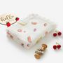 Fruit Organic Cotton Muslin Tassel Baby Blanket, thumbnail 2 of 3