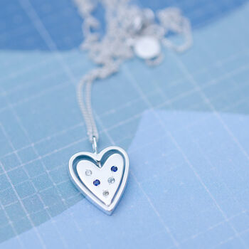 Family Birthstone Personalised Heart Spinner Necklace, 3 of 9