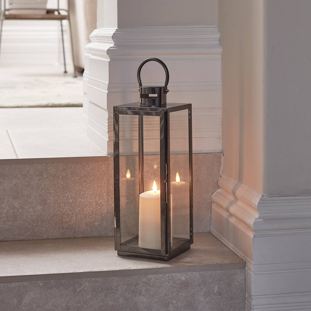 Stainless Steel Lantern With LED Candle