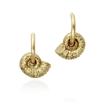 Solid Gold Ammonite Hoops, 2 of 4
