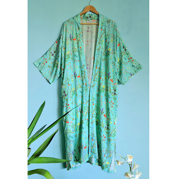 Wildflower Long Kimono Dressing Gown, 2 of 3