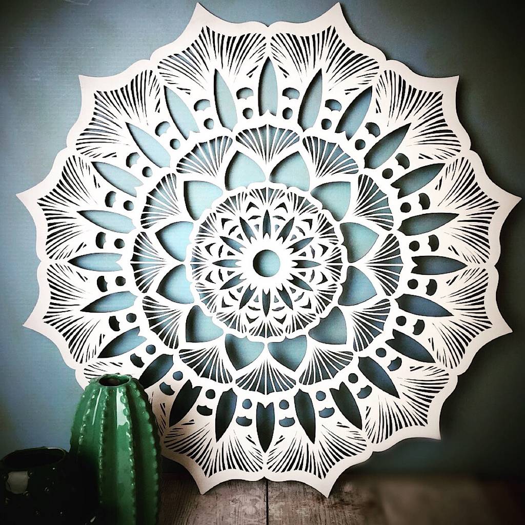 Floral Mandala Large Wooden Wall Art By Floppsie Moppsie