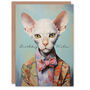Stylish Sphinx In Suit Cat Lover Wishes Birthday Card, thumbnail 1 of 4