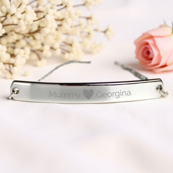 Personalised Silver Tone Heart Bar Bracelet, 7 of 8
