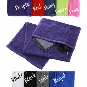 Personalised Embroidered Gym Towel With Zipped Pocket, 3 of 9