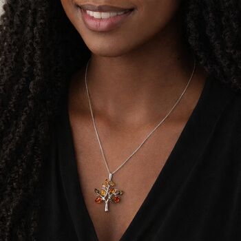 Personalised Sterling Silver Baltic Amber Tree Of Life Pendant Necklace, 2 of 11