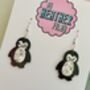 Small Penguin Christmas Glitter Resin Earrings / Festive Jewellery Sparkly Winter Drops / Christmas Gift Small Sparkly Penguin Accessories, thumbnail 4 of 4