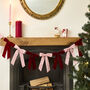 Pink And Red Velvet Bow Garland 2m, thumbnail 1 of 4