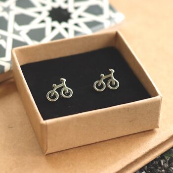 Bicycle Earrings Silver Studs Transport Jewellery, 4 of 7