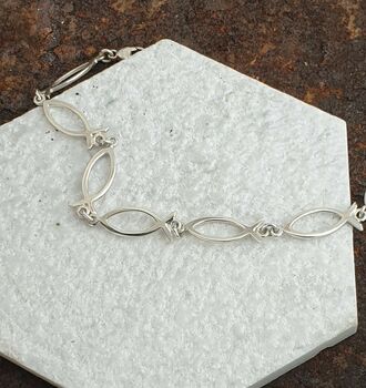 Silver Ladies Elegant Handmade Ichthus Bracelet, 2 of 12
