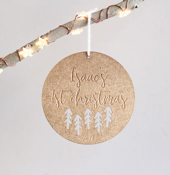 Personalised First Christmas Wooden Tree Ornament, 3 of 4