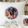 Personalised Doberman Summer Floral Dog Wreath Cushion And Mug Gift Bundle B, thumbnail 1 of 4