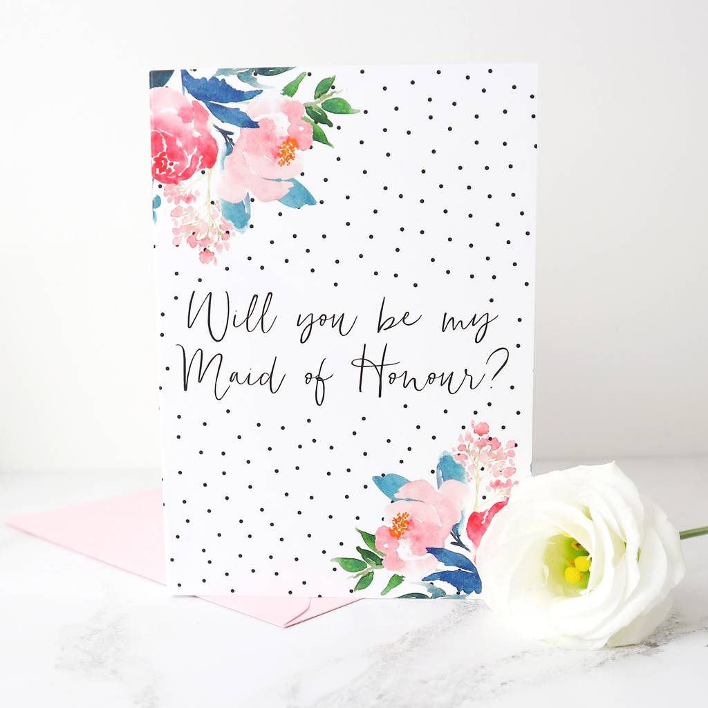 Will You Be My Maid Of Honour Polka Dot Card By Eliza May Prints