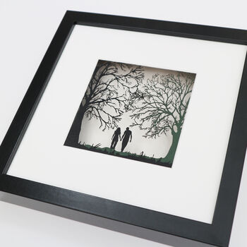 Framed Papercut Silhouette Of Couple Walking, 7 of 11