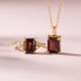 Garnet Emerald Cut Ring In Sterling Silver And Gold, thumbnail 10 of 10