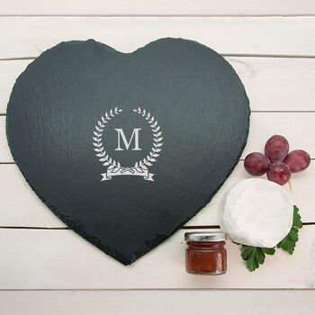 Monogrammed Wreath Slate Cheese Board, 5 of 10