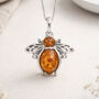 Personalised Sterling Silver Amber Bee Pendant Necklace, thumbnail 4 of 11